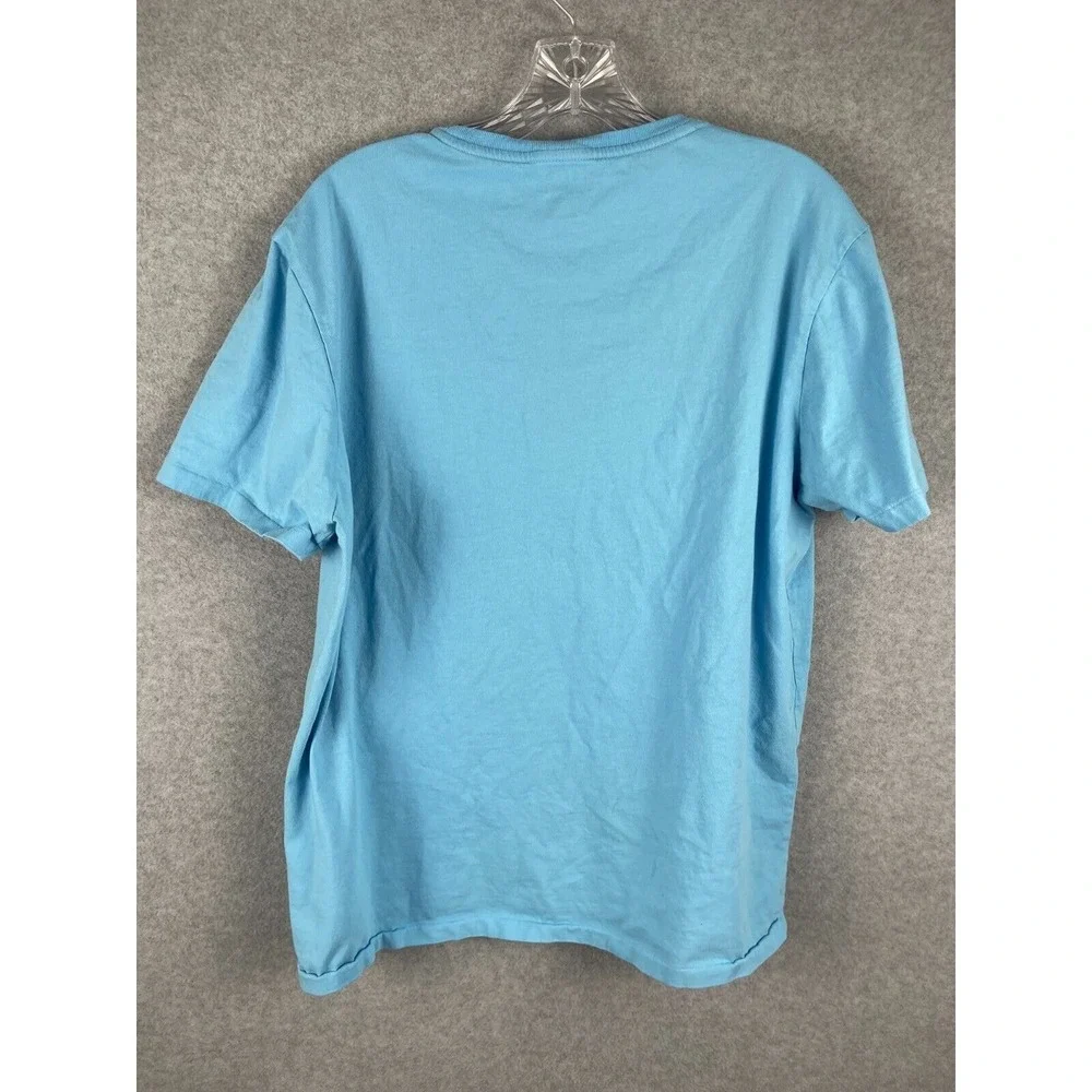 Polo Ralph Lauren Basic T Shirt Mens L Blue Aqua Yellow Pony‎ Short Sleeve Crew